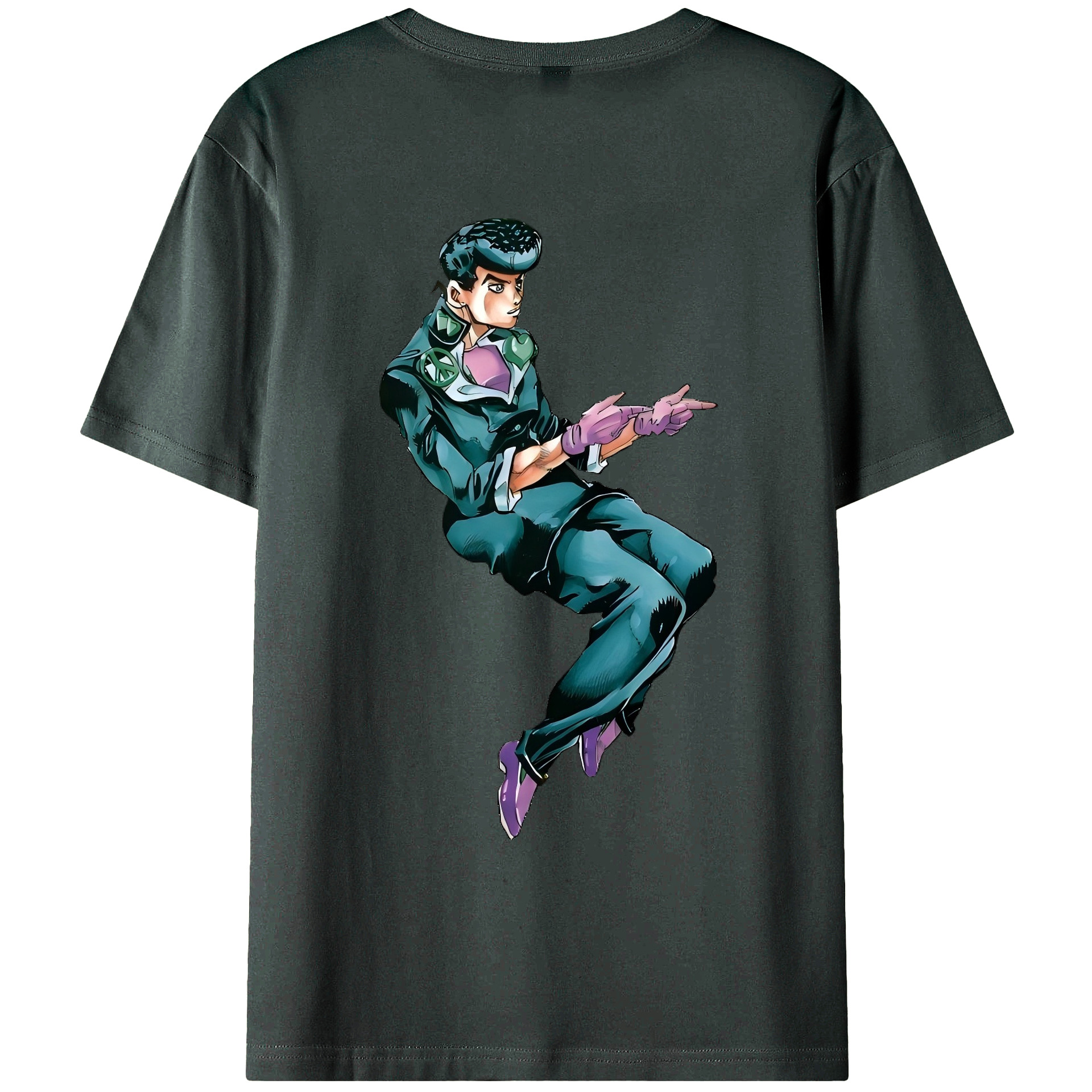 （画像用） ジョジョの奇妙な冒険 ひがしかた じょうすけ JoJo's Bizarre Adventure Higashikata Josuke 綿100％ メンズ半袖Tシャツ（バックプリント） 通気性